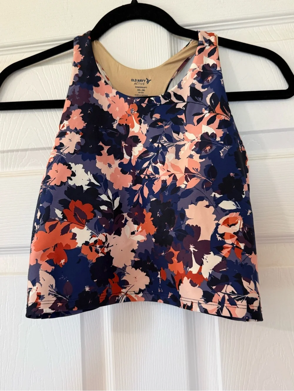 🩷 Girls Old Navy Go-Dry Active Navy Floral Cropped Tank Top-XXL